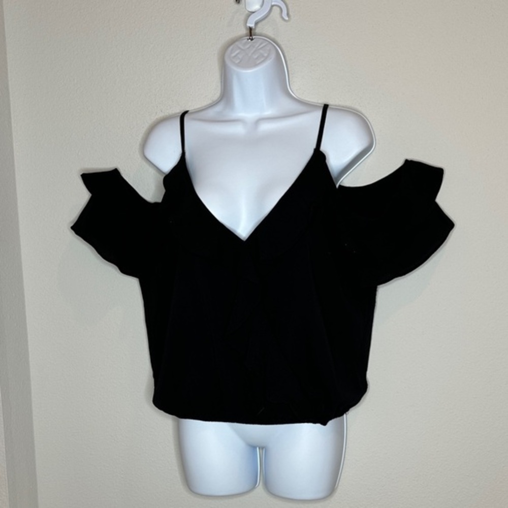Moa Moa Black Off-Shoulder Ruffle Blouse